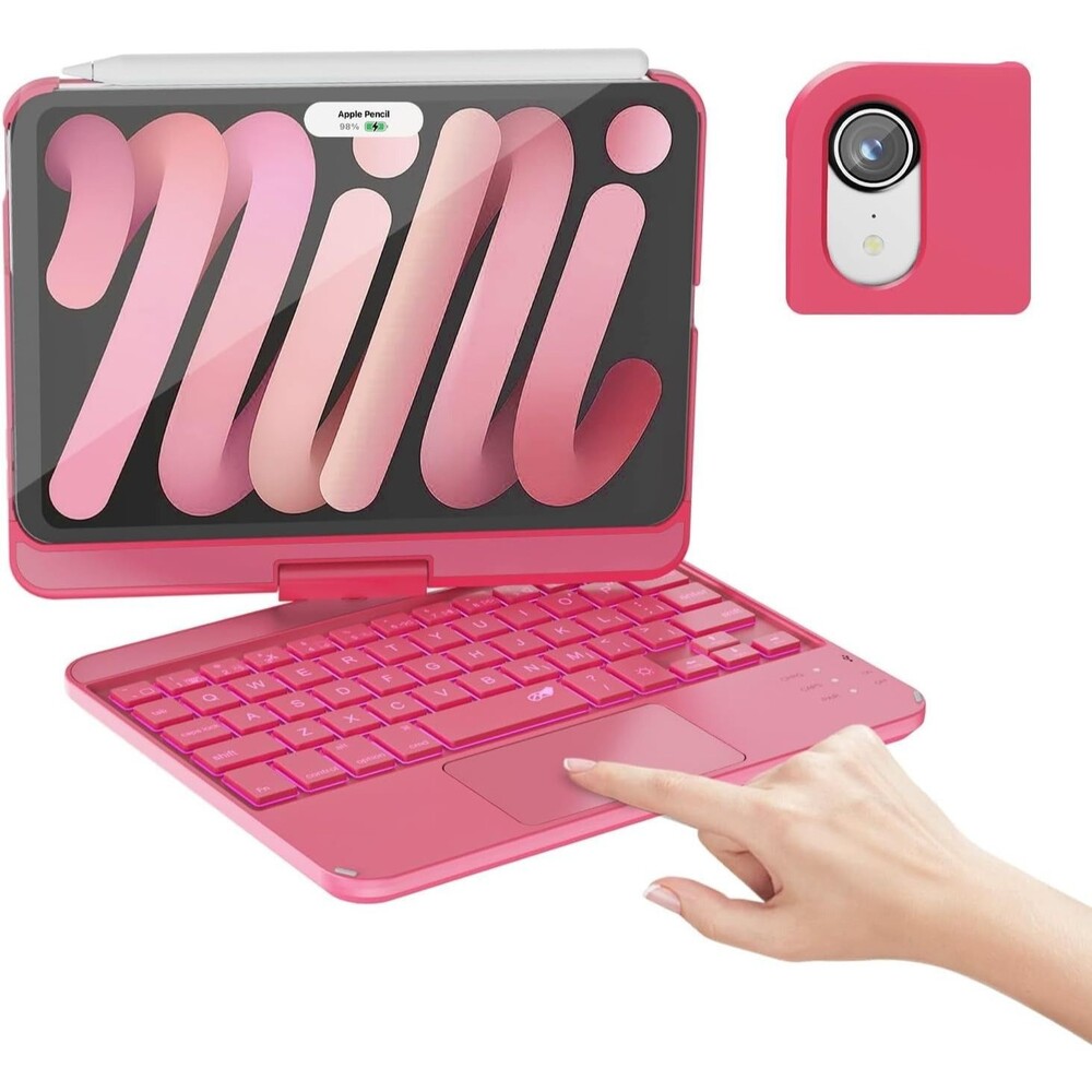 iPad mini 7 (A17 Pro, 2024) & Mini 6 (2021) Case with Keyboard, 7 Colors Backli